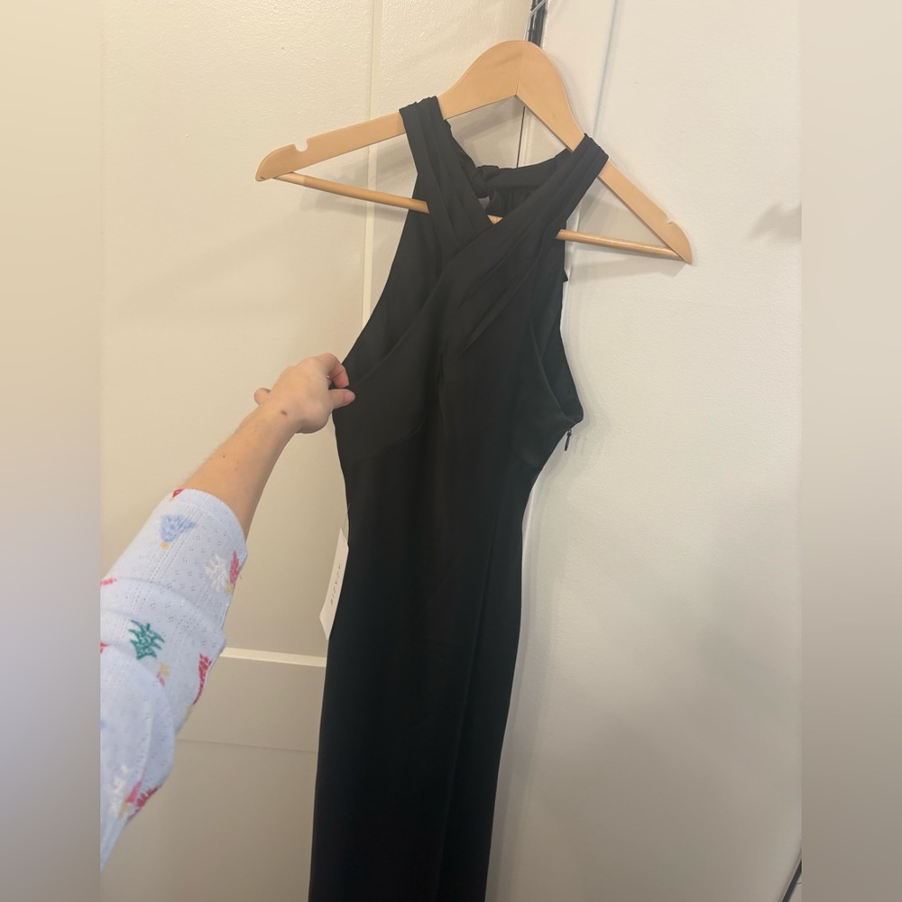 Azazie Doretta Black Cross Halter Bridesmaids Dress NWT